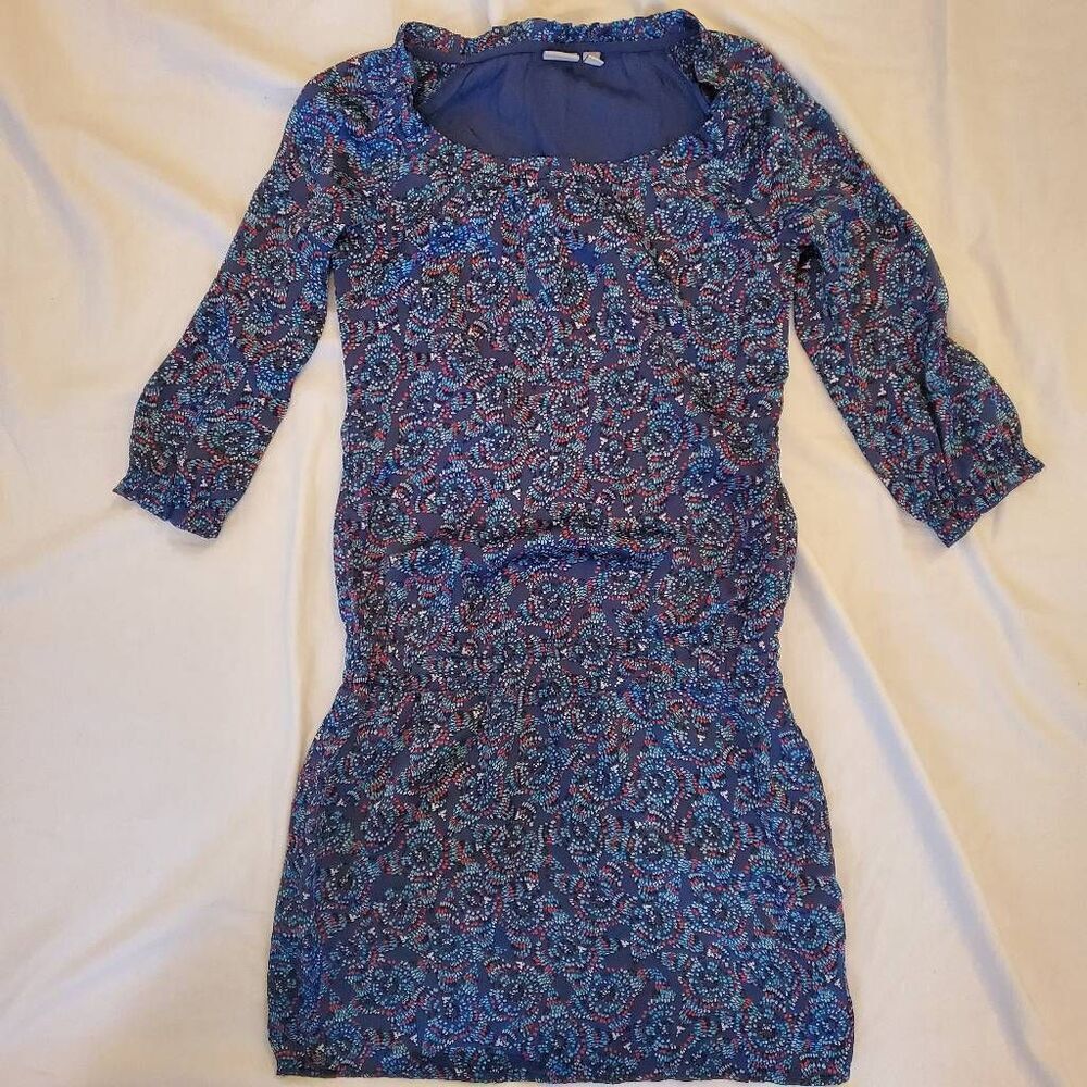 Vintage Esprit Blue Geometric Print Cinch Waist Dress - Size 0